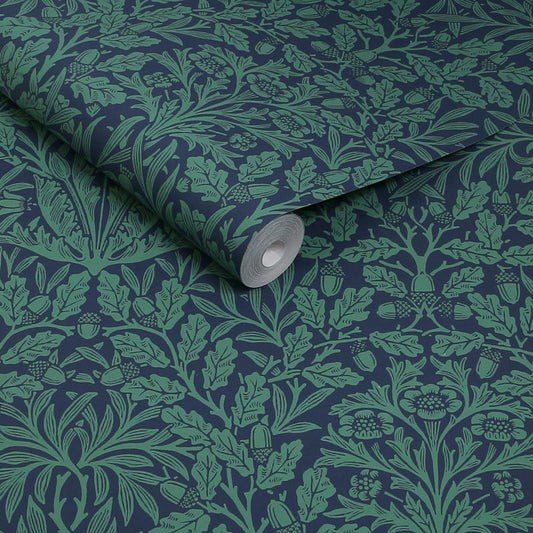 140489 - Acorn Wallpaper - Heritage Blue - William Morris