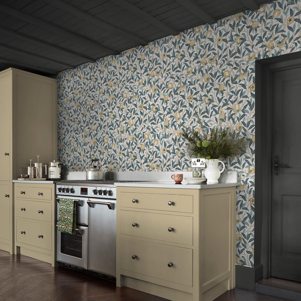 140501 - Bird & Pomegranate Wallpaper - Cloudy Blues - William Morris