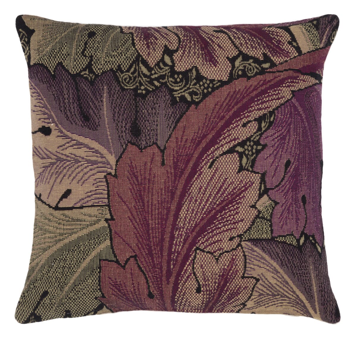 Acanthus Leaves Cushion with Feather Filler - Purple - Hines of Oxford