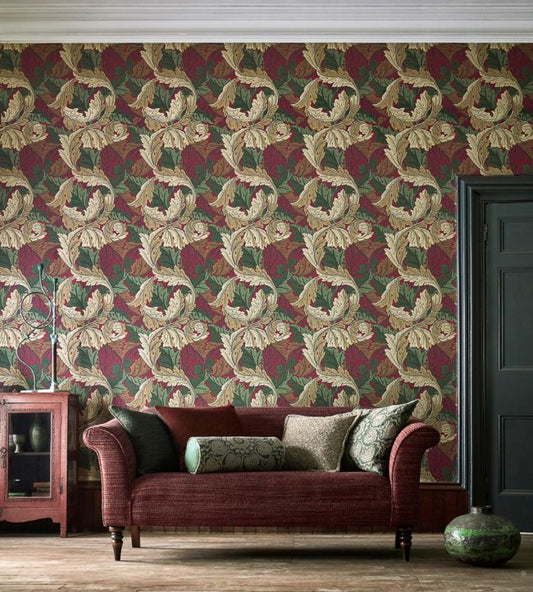 Acanthus Wallpaper - Madder/Thyme - 216439 - Morris & Co
