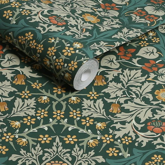 Blackthorn Wallpaper - Deep Green - William Morris AH