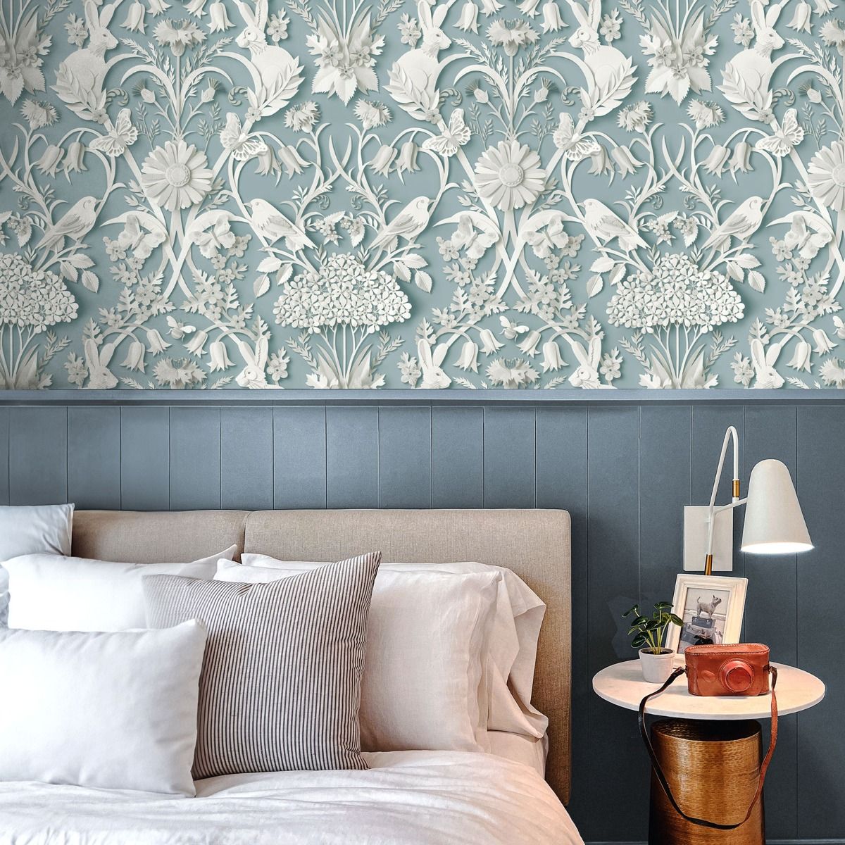 Dimensions Woodland Wallpaper - Blue - Fine Decor