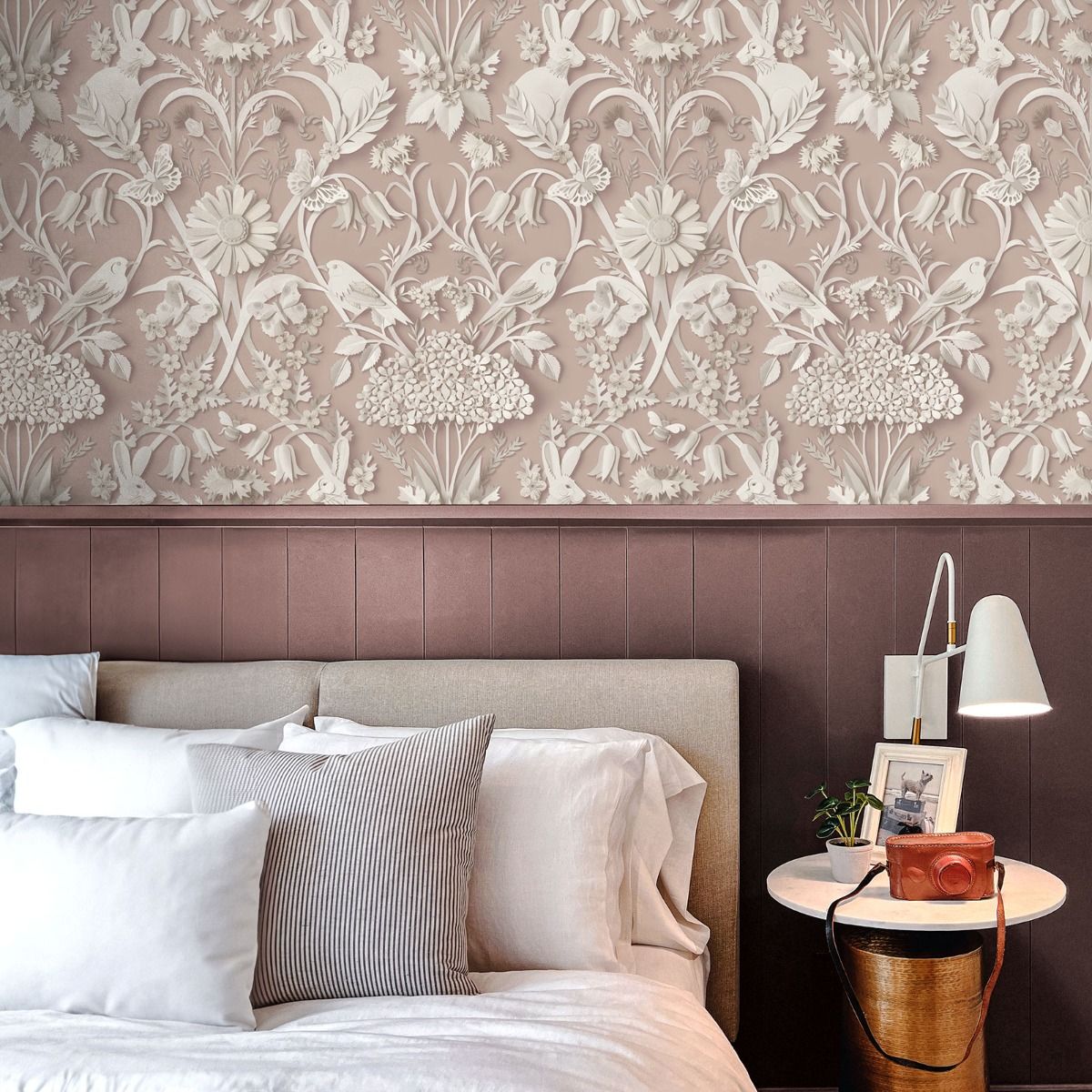 Dimensions Woodland Wallpaper - Pink - Fine Decor