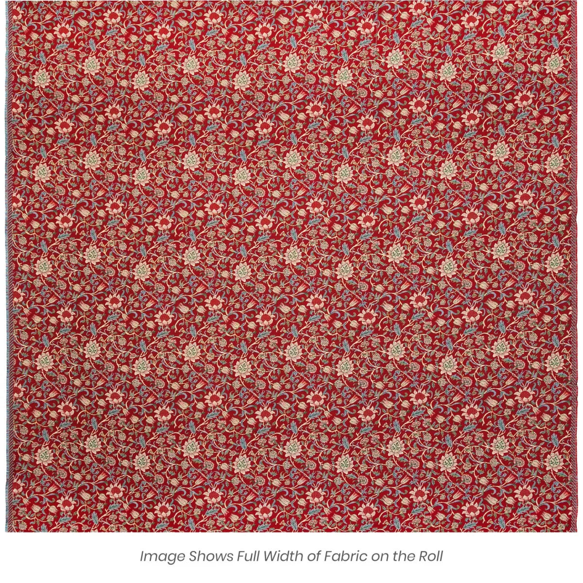 Evenlode Flowers Tapestry Fabric - Red - Hines of Oxford