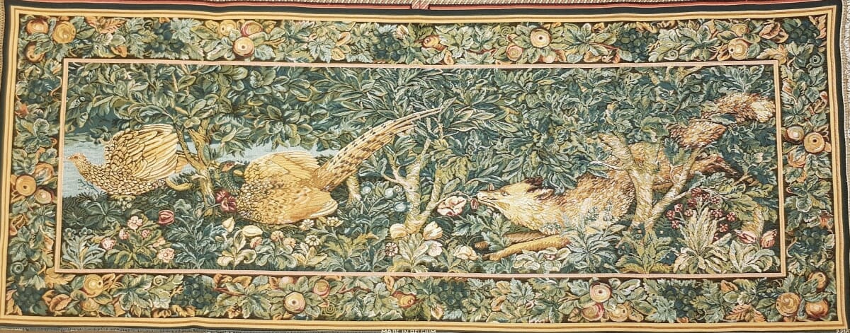 Fox & Pheasants Loom Woven Tapestry - Hines of Oxford