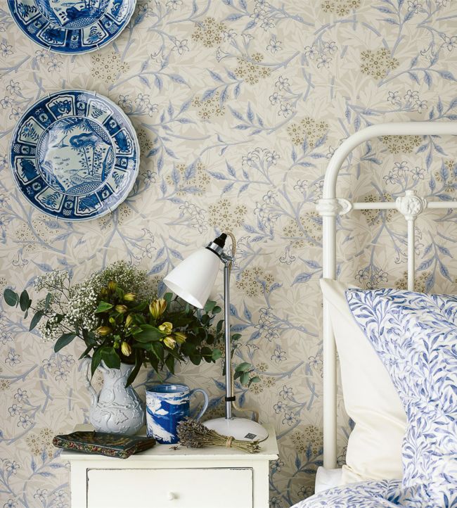 Jasmine Wallpaper - Ecru/Woad - 214724 - Morris & Co