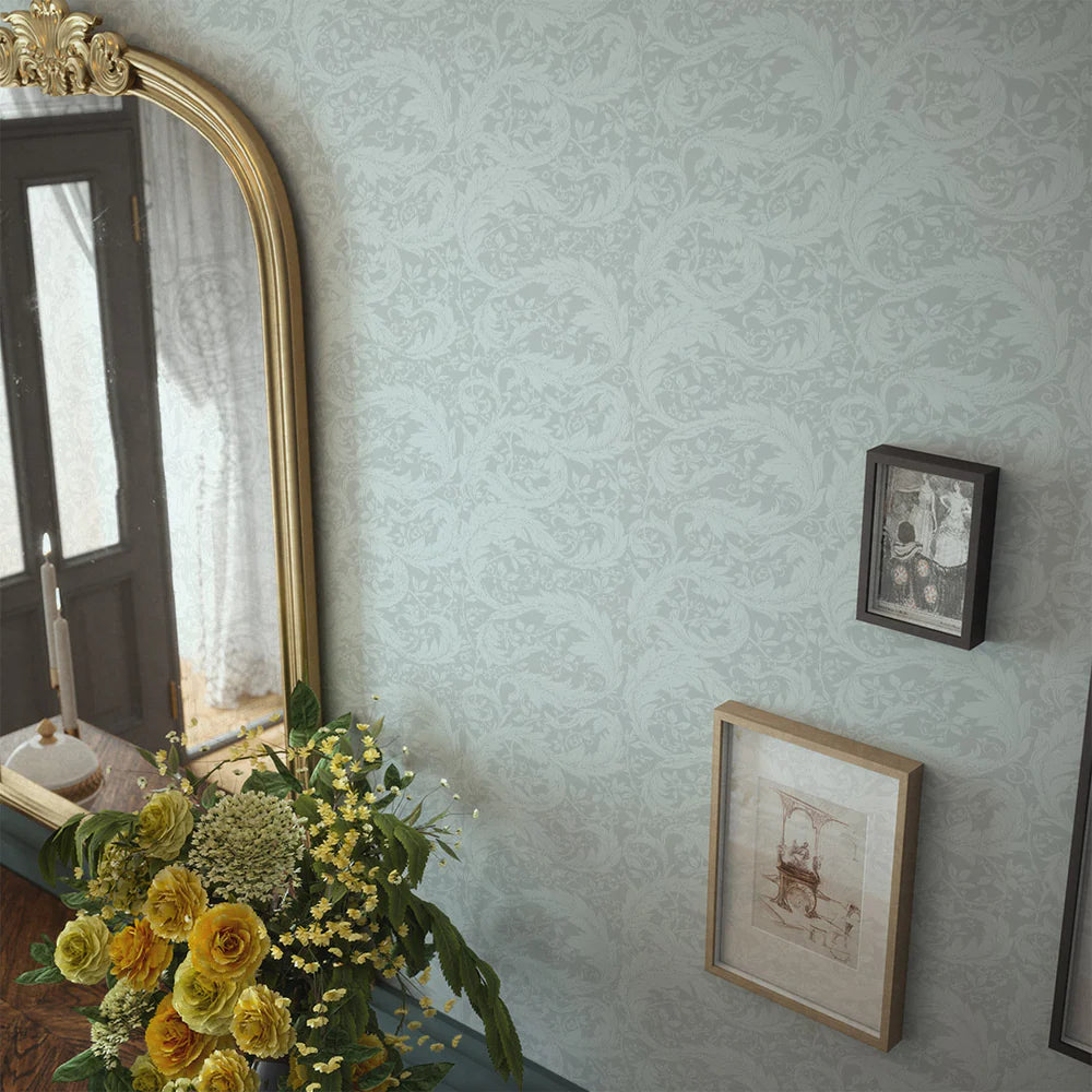 Enchanted Leaf Wallpaper - Duck Egg - LAN100011