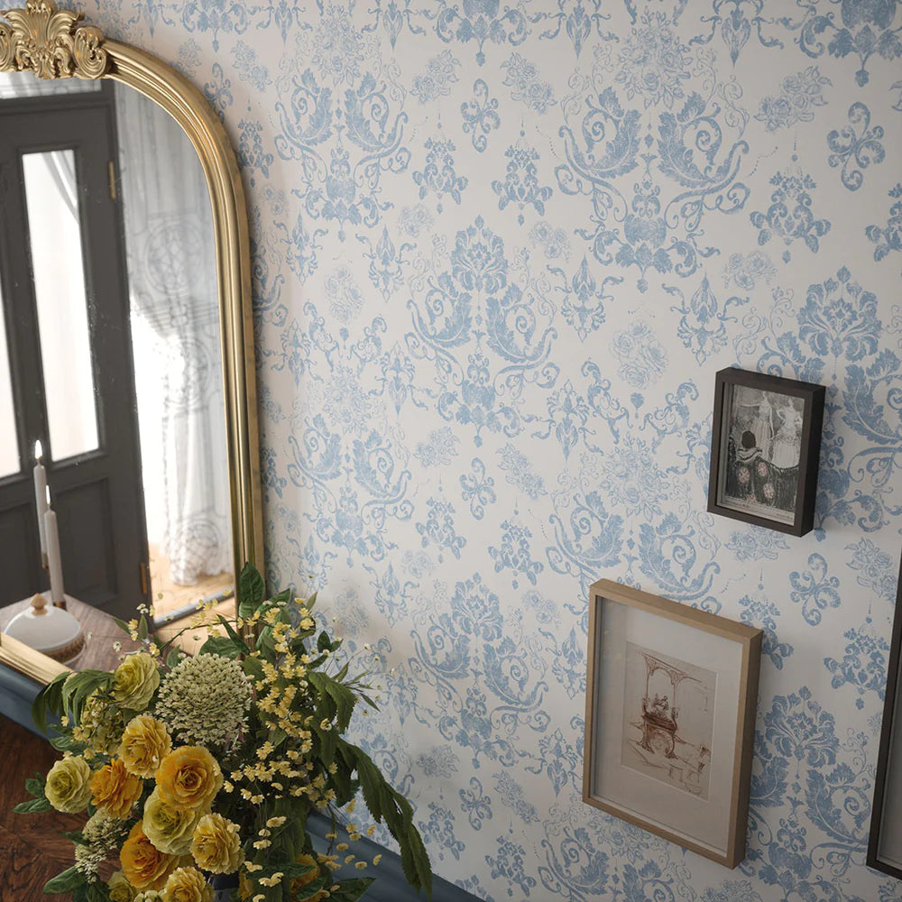 Bridgerton Damask Wallpaper - Wedgwood Blue - LAN100017