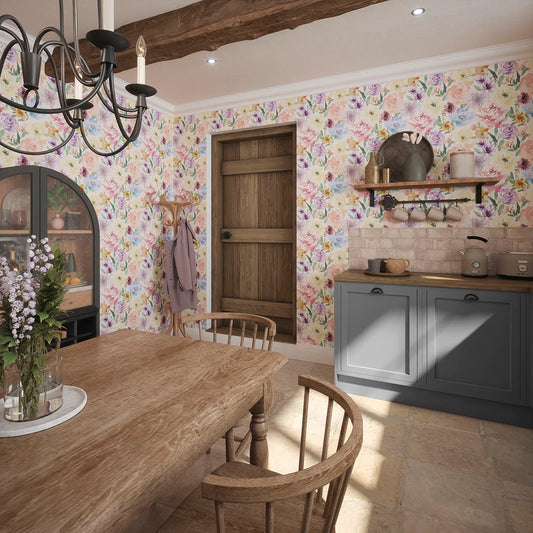 Bouquet De Fleurs Wallpaper - Spring Pastels - LAN100031