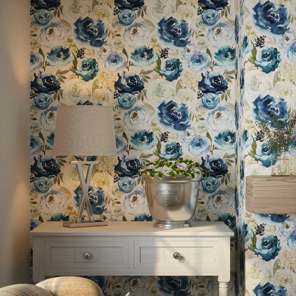 Bouquet De Fleurs Wallpaper - Blues with Chamomile - LAN100032