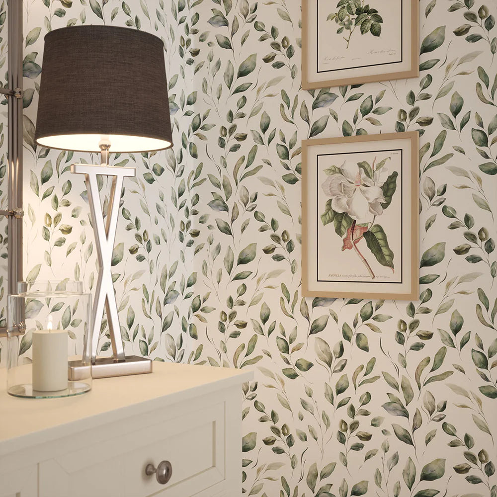 Fallen Foliage Wallpaper - Rustic Greens - LAN100041