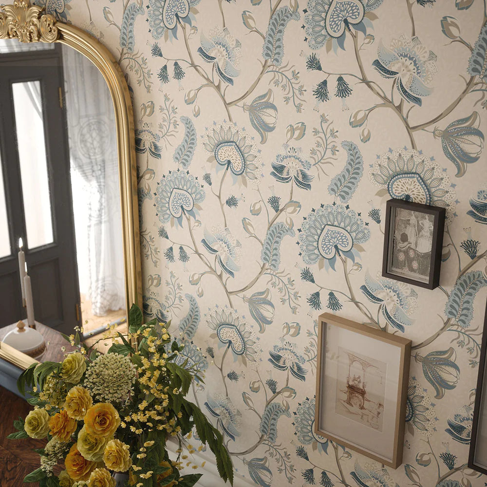 Beaumont Wallpaper - Shades of Blue and Ecru - LAN100105