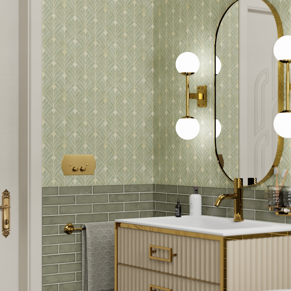 Gatsby Wallpaper - Olive and Vintage Gold - LAN100197