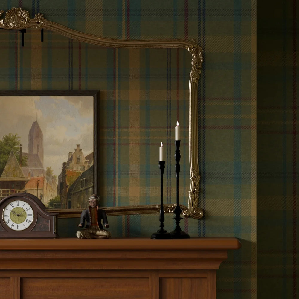 Heritage Tartan Wallpaper - Gentleman Green and Mustard - LAN100261