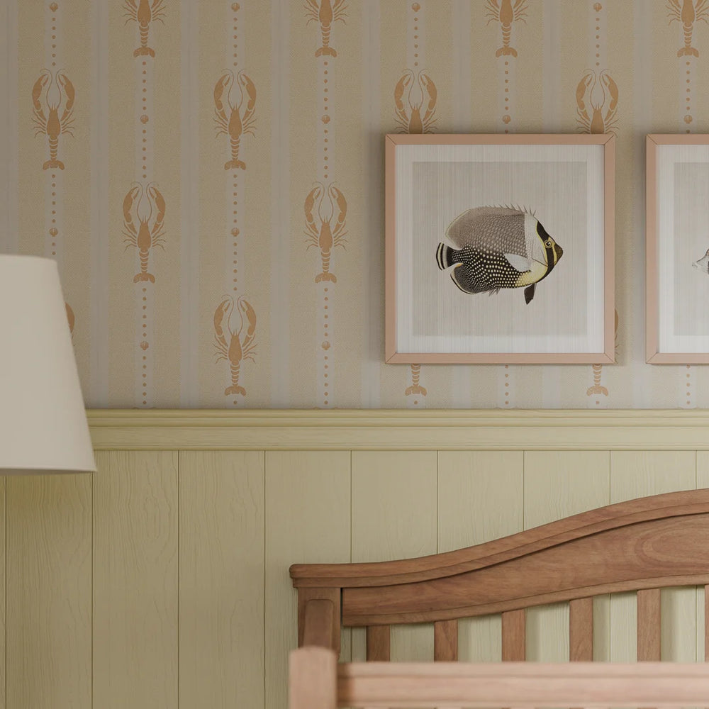 Jersey Lobster Wallpaper - Peach and Soft Ochre - LAN100266