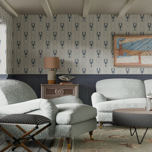 Jersey Lobster Wallpaper - Classic Navy - LAN100267