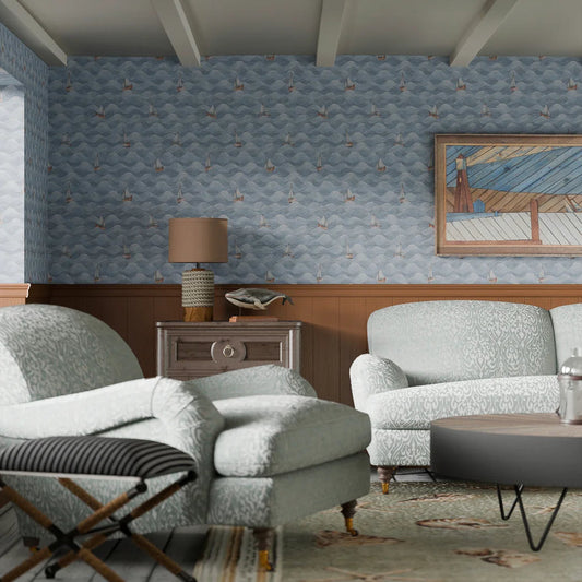 High Tide Wallpaper - Cornflower Blue - LAN100297