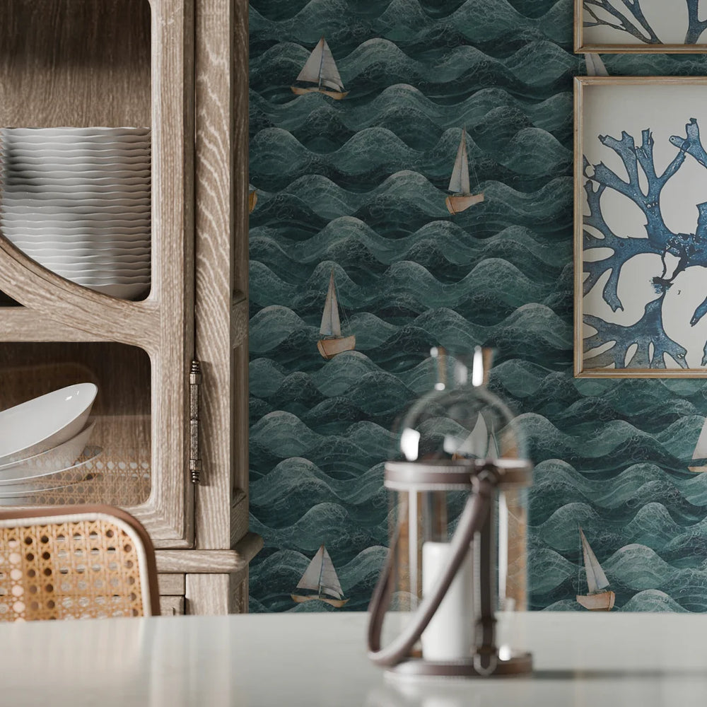 High Tide Wallpaper - Teal - LAN100300