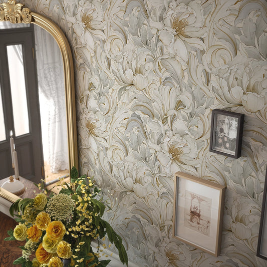 Lily of the Manor Wallpaper - Vintage Cream - LAN100333