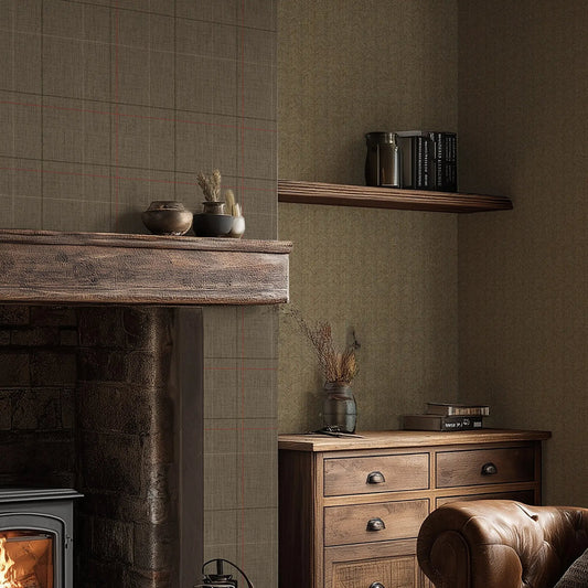 Royal Herringbone Wallpaper - Light Bracken Green - LAN100483