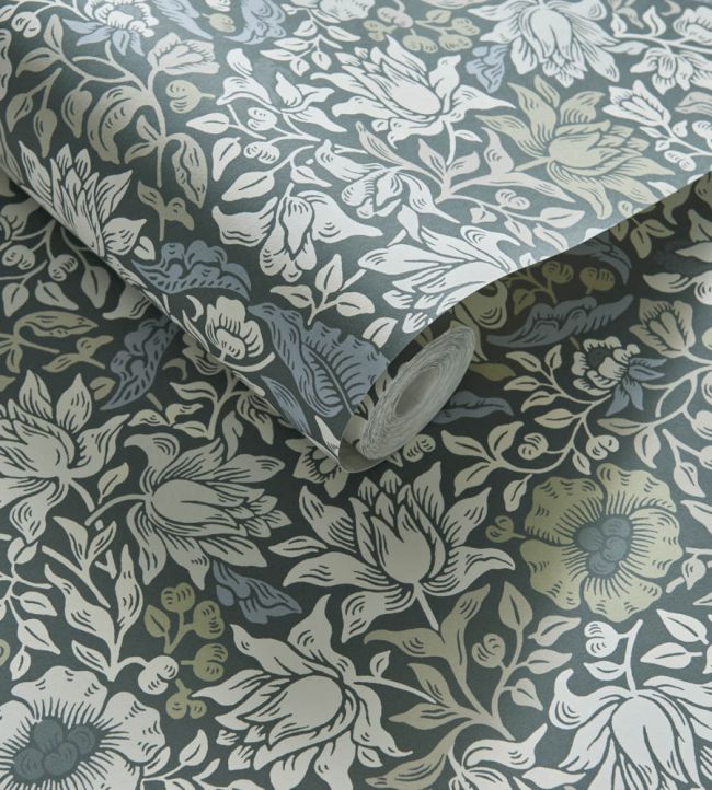 Mallow Wallpaper - Slate/Dove - Clarke & Clarke