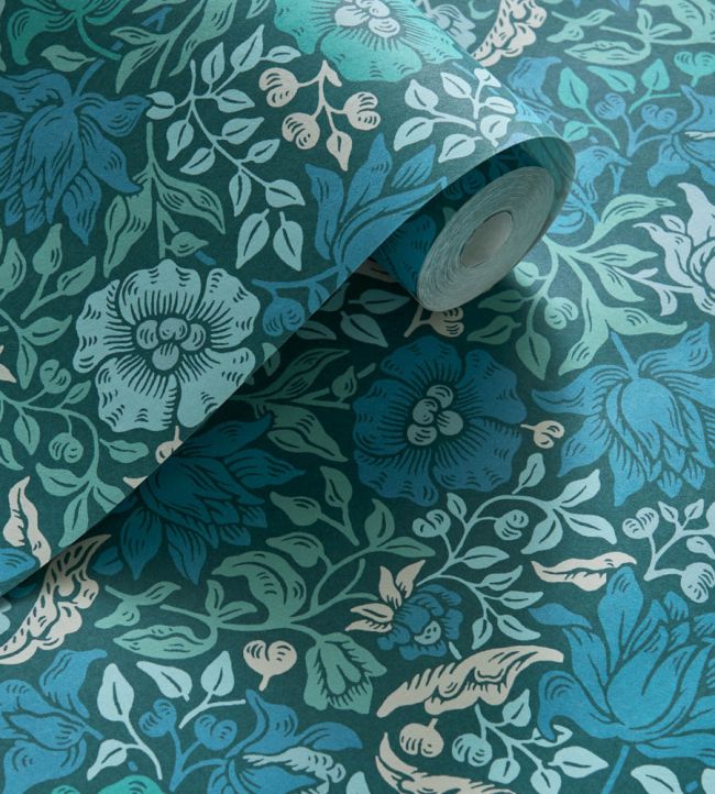 Mallow Wallpaper - Teal - Clarke & Clarke