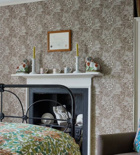 Marigold Wallpaper - Chocolate/Cream - 216955 - Morris & Co