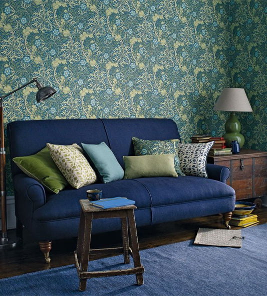Morris Seaweed Wallpaper - Cobalt/Thyme - 214713 - Morris & Co