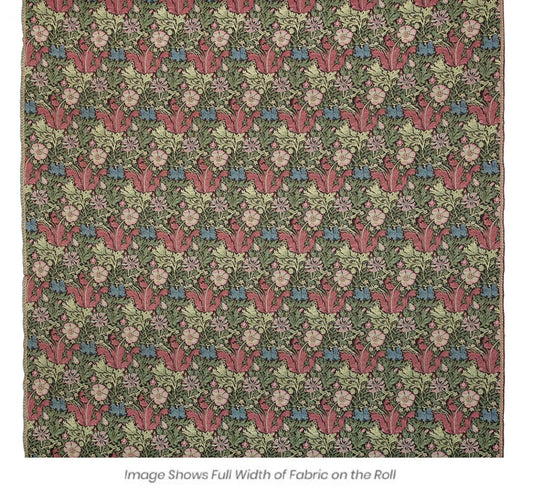 Morris Tulips Tapestry Fabric - Green - Hines of Oxford