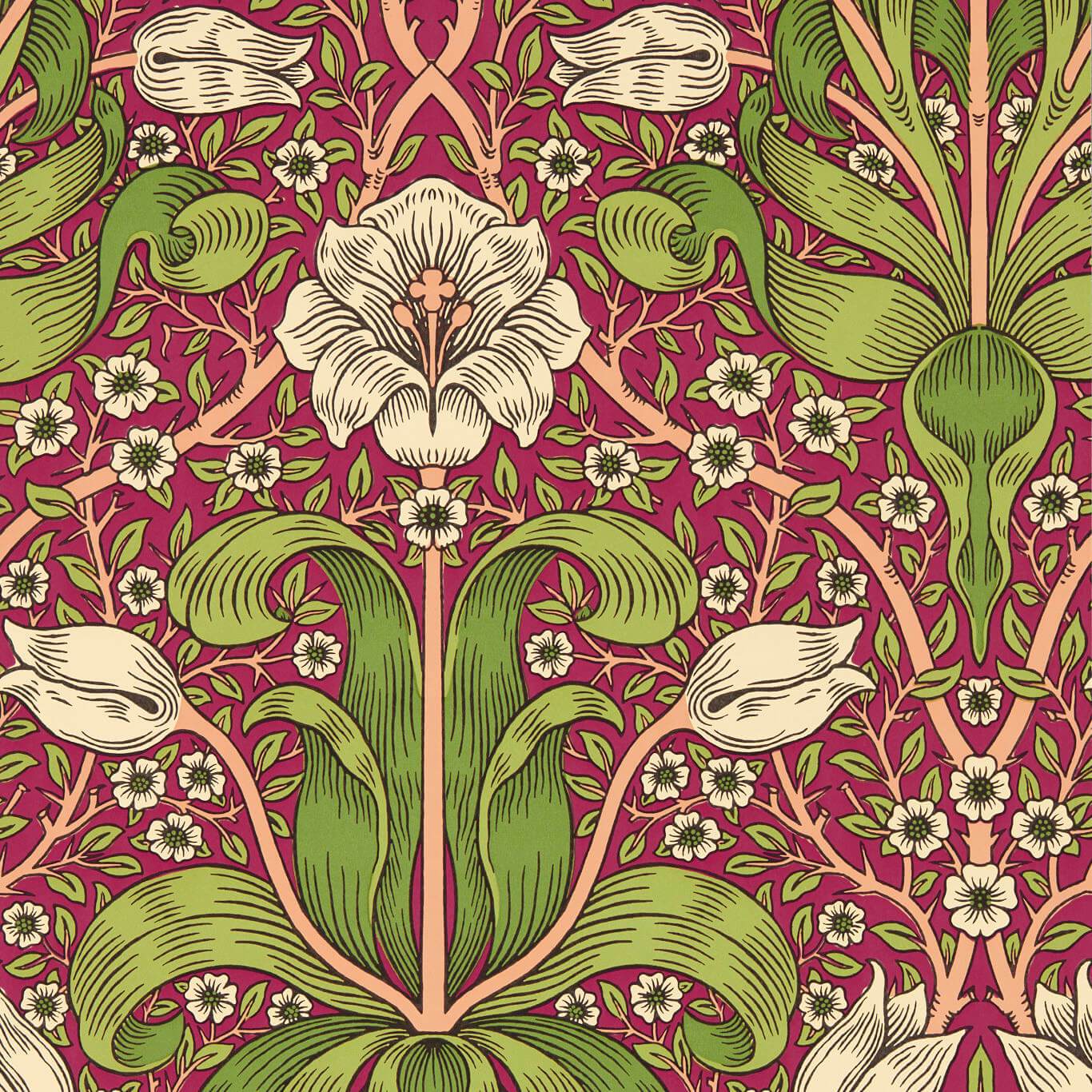 Spring Thicket Wallpaper - Maraschino Cherry - 217337 - Morris & Co