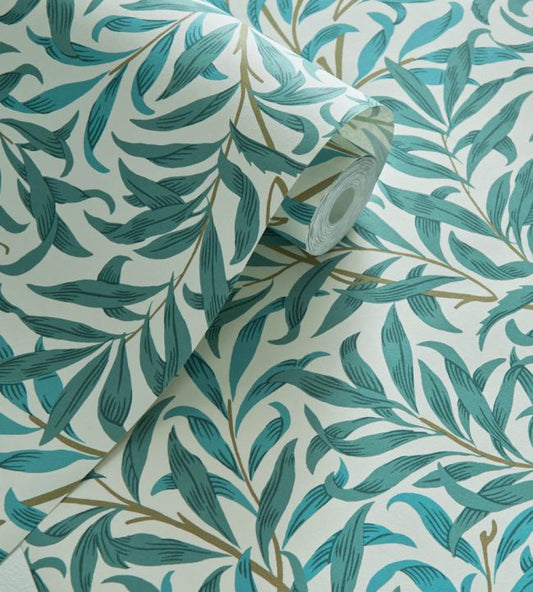 Willow Boughs Wallpaper - Teal - Clarke & Clarke