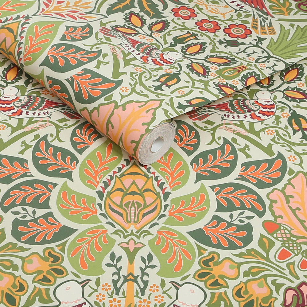 140481 - Dove & Rose Wallpaper - Olive - William Morris