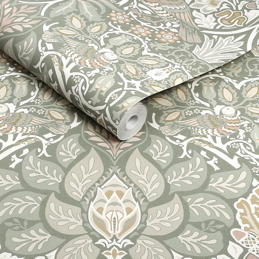 140482 - Dove & Rose Wallpaper - Spring Garden - William Morris