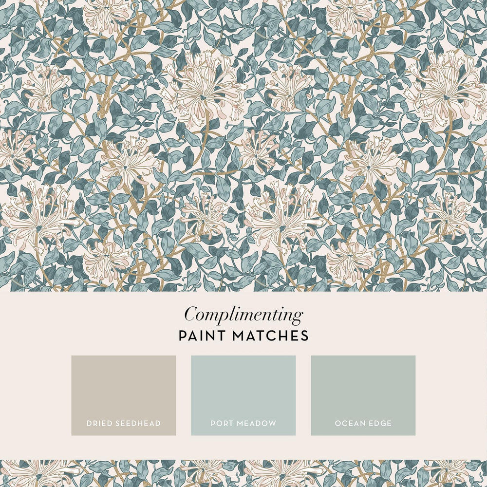 140483 - Honeysuckle Wallpaper - Dusk Blue - William Morris