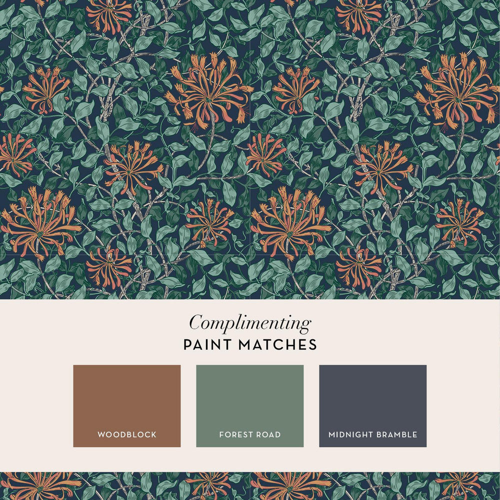 140484 - Honeysuckle Wallpaper - Tidewater Blue - William Morris