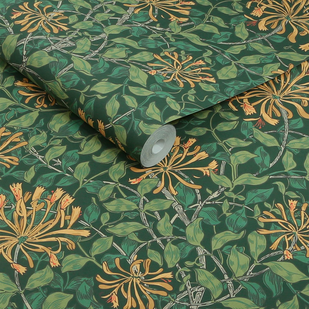 140487 - Honeysuckle Wallpaper - Verde - William Morris