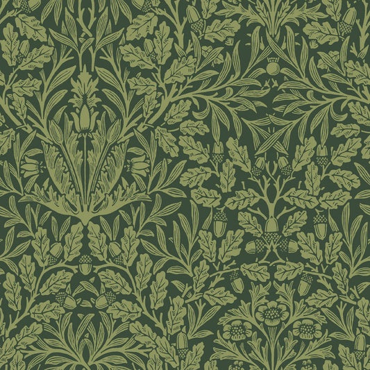140490 - Acorn Wallpaper - Garden Green - William Morris
