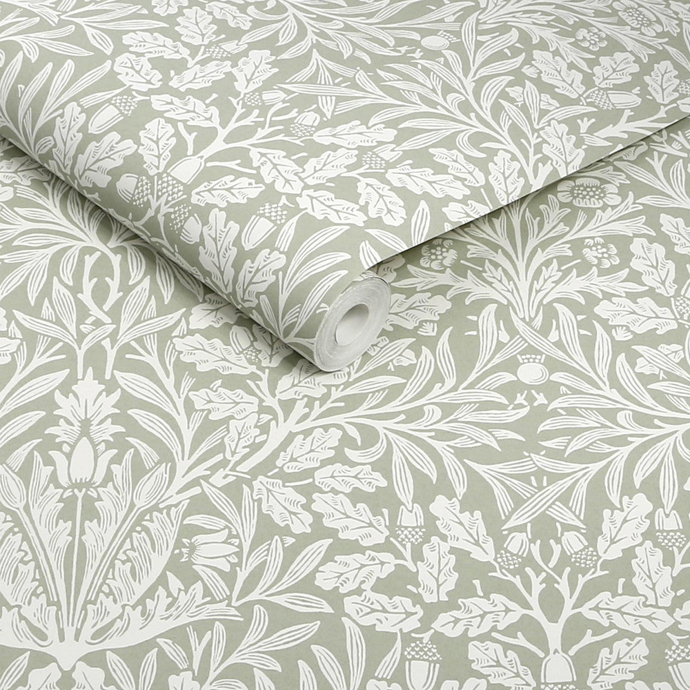140492 - Acorn Wallpaper - Sage - William Morris