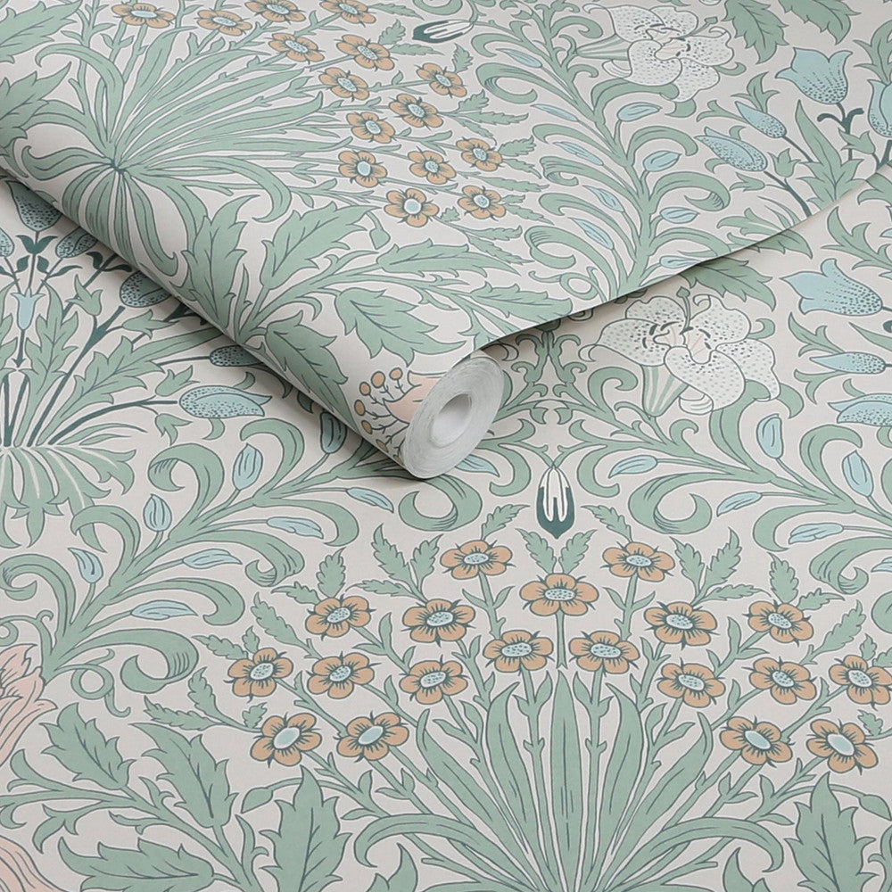 140496 - Garden Wallpaper - Cottage Blues - William Morris