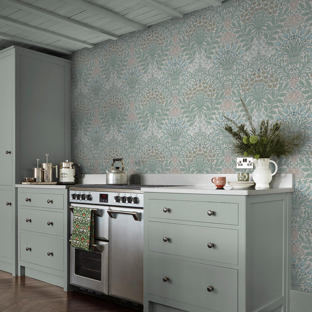140496 - Garden Wallpaper - Cottage Blues - William Morris