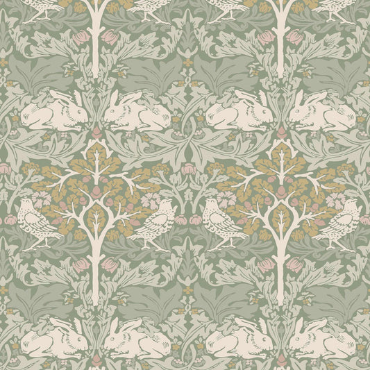 140500 - Brother Rabbit Wallpaper - Sage - William Morris