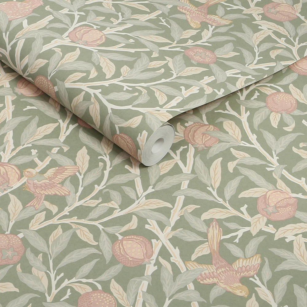 140502 - Bird & Pomegranate Wallpaper - Rose Garden - William Morris