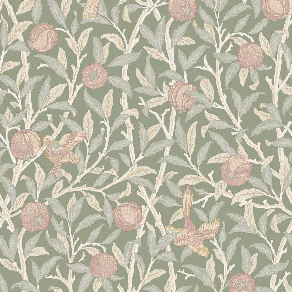 140502 - Bird & Pomegranate Wallpaper - Rose Garden - William Morris