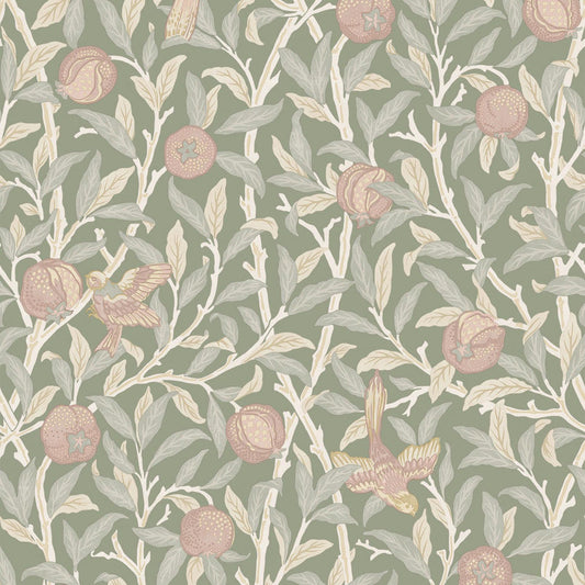 140502 - Bird & Pomegranate Wallpaper - Rose Garden - William Morris