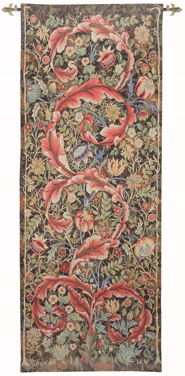 Acanthus Leaf - Burgundy Loom Woven Tapestry - Requires Rod Size 2 - Hines of Oxford