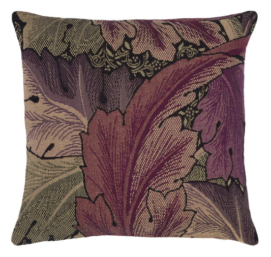 Acanthus Leaves Cushion with Feather Filler - Purple - Hines of Oxford