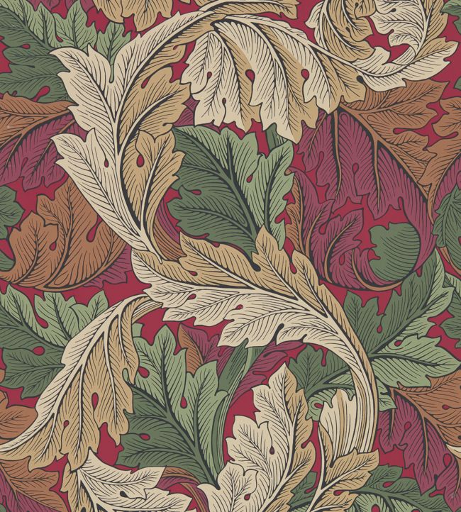 Acanthus Wallpaper - Madder/Thyme - 216439 - Morris & Co