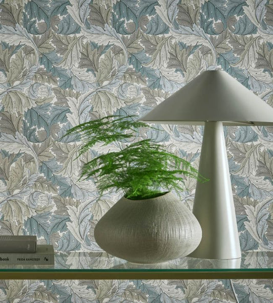Acanthus Wallpaper - Slate/Dove - Clarke & Clarke
