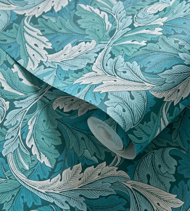 Acanthus Wallpaper - Teal - Clarke & Clarke
