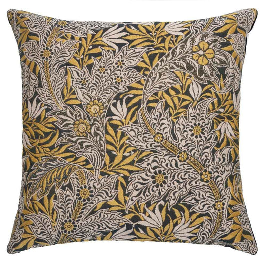 Acanthus & Willow Regular Cushion with Feather Filler - Gold - Hines of Oxford
